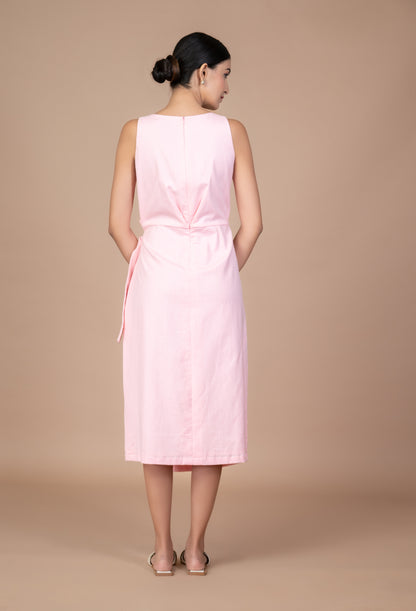 Aru Side Knot Dress - Pink