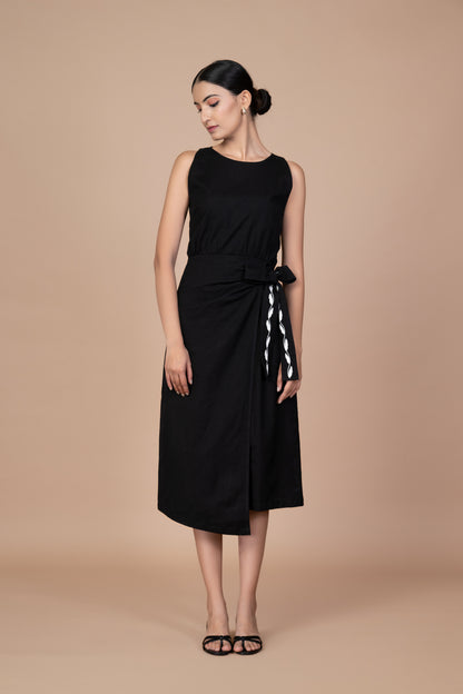 Aru Side Knot Dress - Black